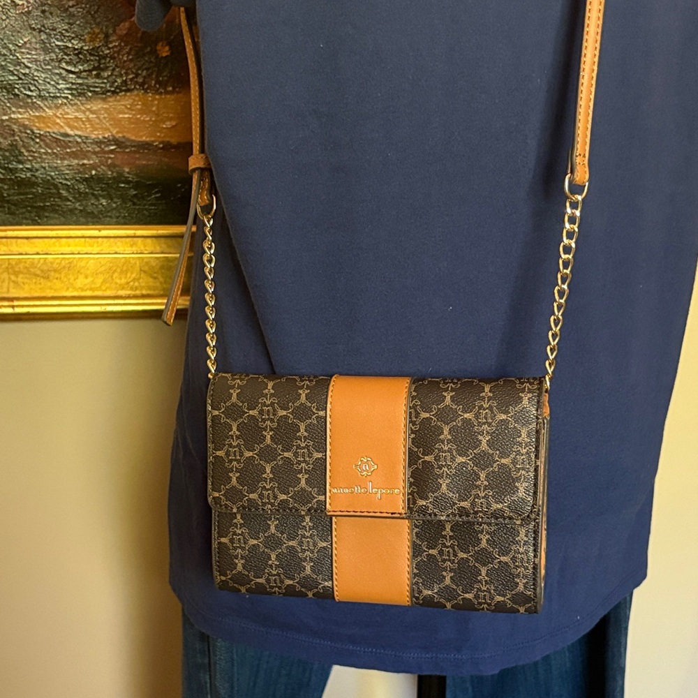 /Nanette Lepore small crossbody bag Brown and Tan Patterned Adjustable Strap